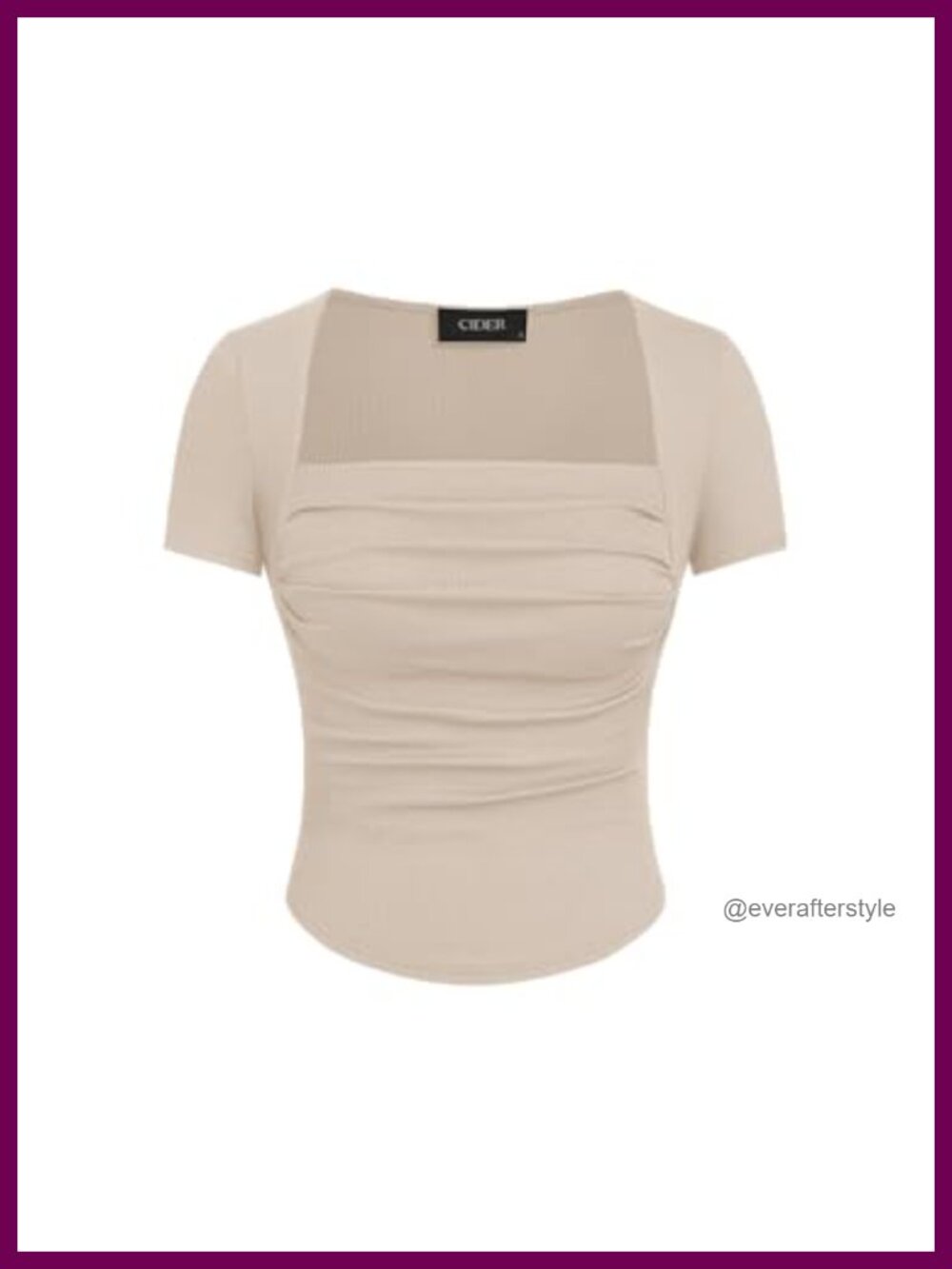 Square Neck Ruched Short Sleeve Slim Fit Tee Basic T Shirt Going Out Top